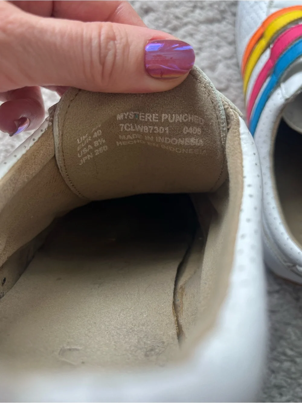 Vintage Lacoste White Sneakers with Rainbow Accent Straps